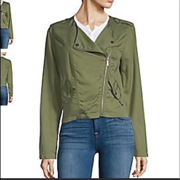 Sanctuary Moss Asymmetrical Moto Jacket. - Picture 1 of 9